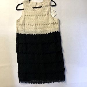 Joie Formal Embroidered Silk Dress Cream/Black Size M